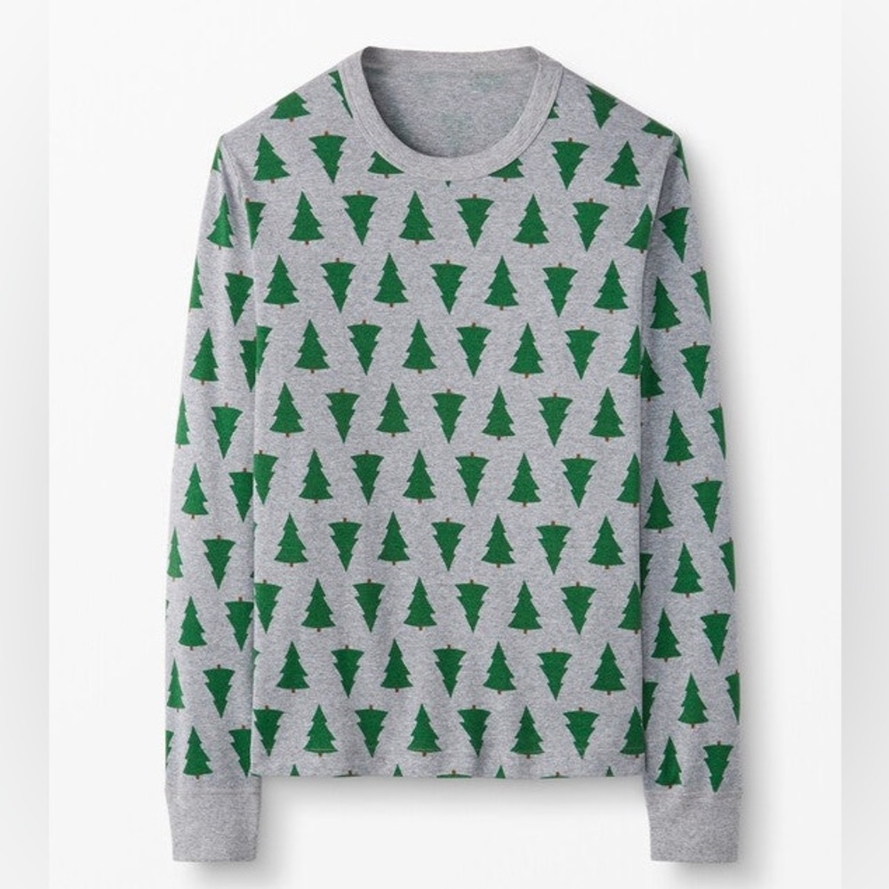 Hanna Andersson Adult Long John Top w/ Christmas Trees. Size medium
